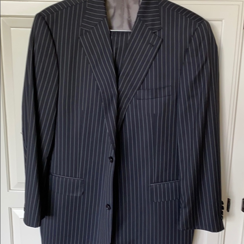 Men’s pinstripe suit. Navy